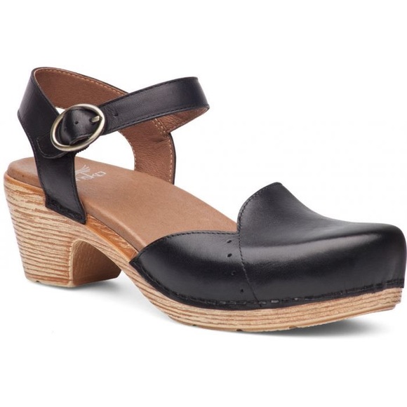 Dansko Shoes - Dansko Black Maisie Strappy Mary Jane Clog Wedge